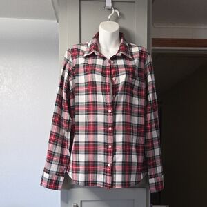 J. Crew Red and White Plaid Shirt